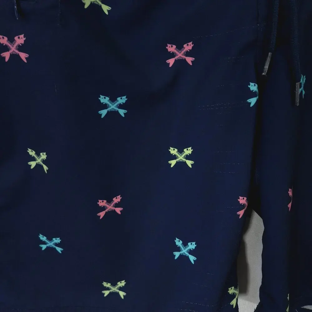 Vineyard Vines Swim Trunks Mens 32 Navy‎ Blue Crossed Fishbones Drawstring